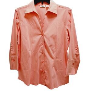 🧡🤍Cato Orange Checked Shacket Button Down 3/4 Sleeve | Small